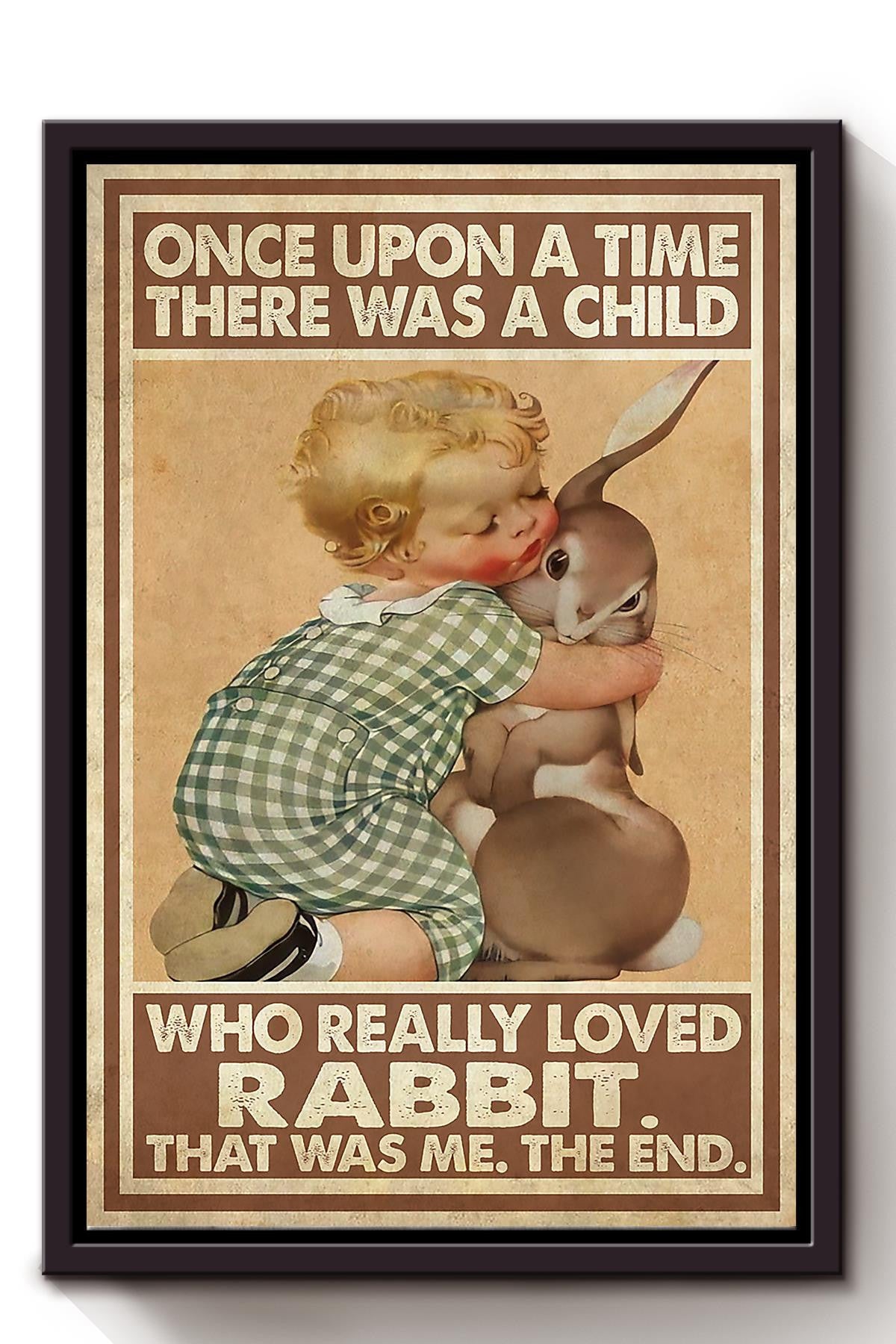 Once Upon A Time A Child Really Loved Rabbit Quotes Wall Art For Kids Bedroom Decor Framed Matte Canvas Framed Prints, Canvas