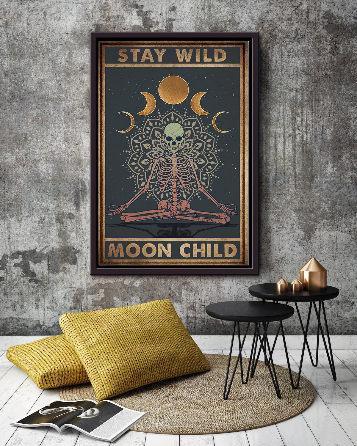 Stay Wild Moon Child Keep Calming Quote Wall Art Gift For Yoga Girl Meditation Lover 10 Framed Canvas Framed Prints, Canvas