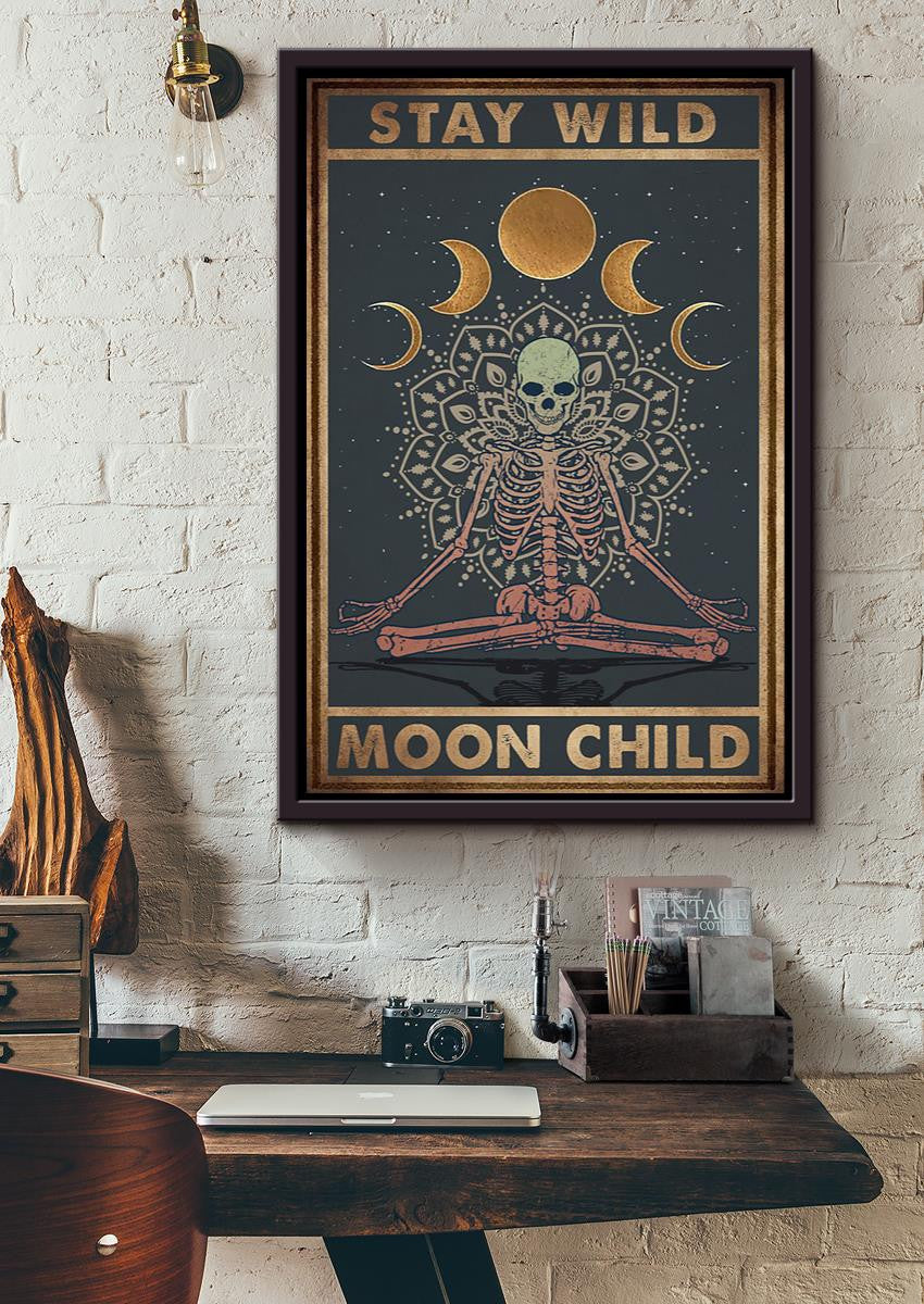 Stay Wild Moon Child Keep Calming Quote Wall Art Gift For Yoga Girl Meditation Lover 10 Framed Canvas Framed Prints, Canvas