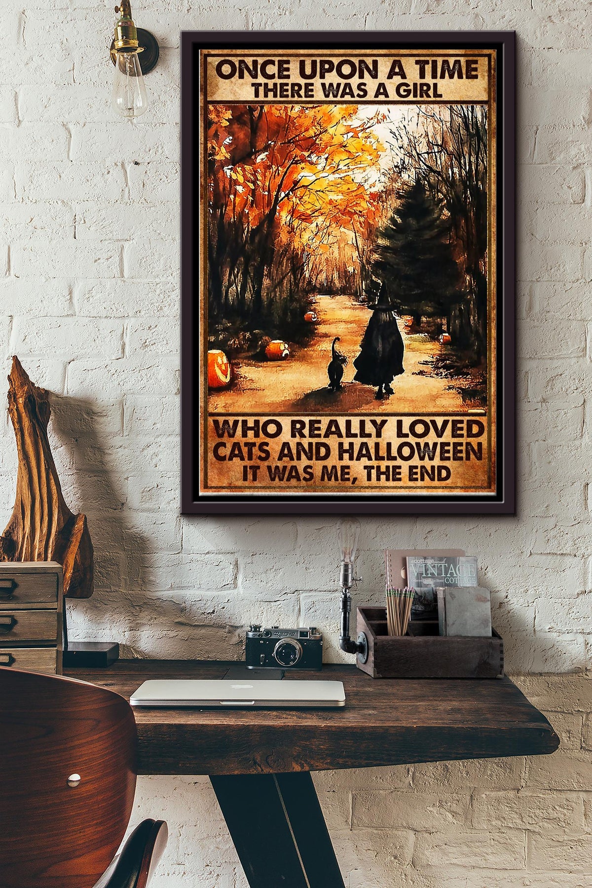 Once Upon A Time There Was A Girl Who Really Loved Cats And Halloween It Was Me The End Framed Matte Canvas