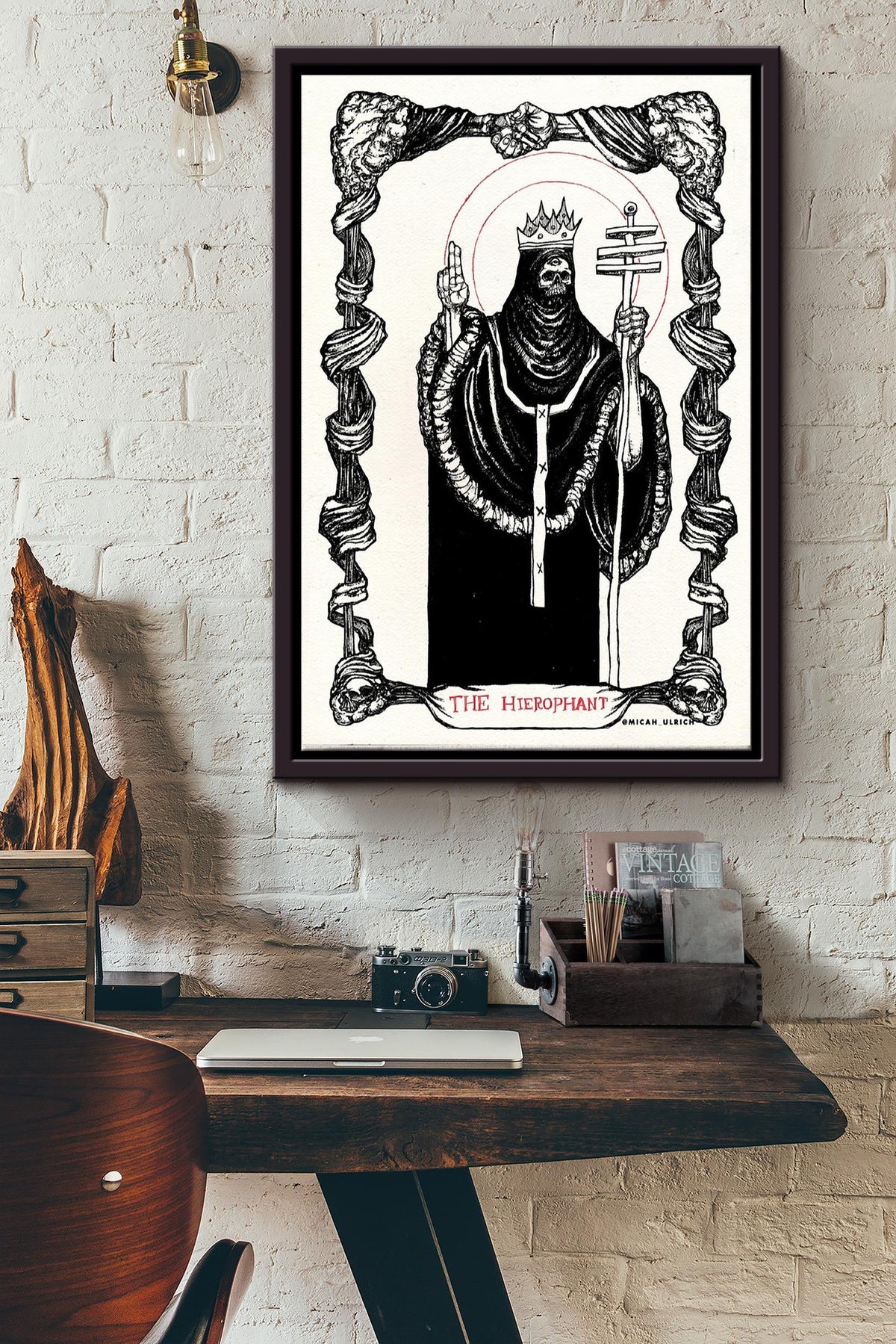 The Hierophant Tarot Card Poster Framed Matte Canvas