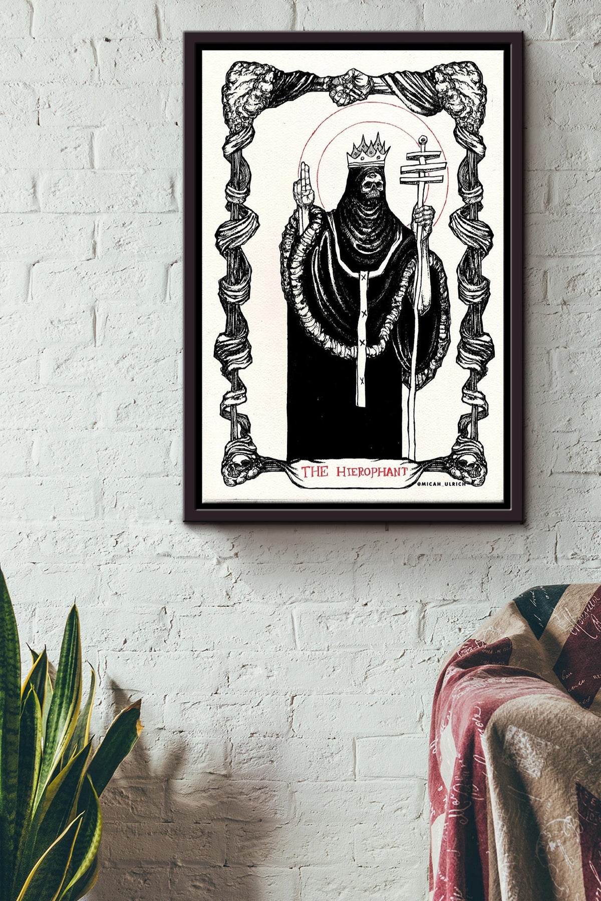 The Hierophant Tarot Card Poster Framed Matte Canvas