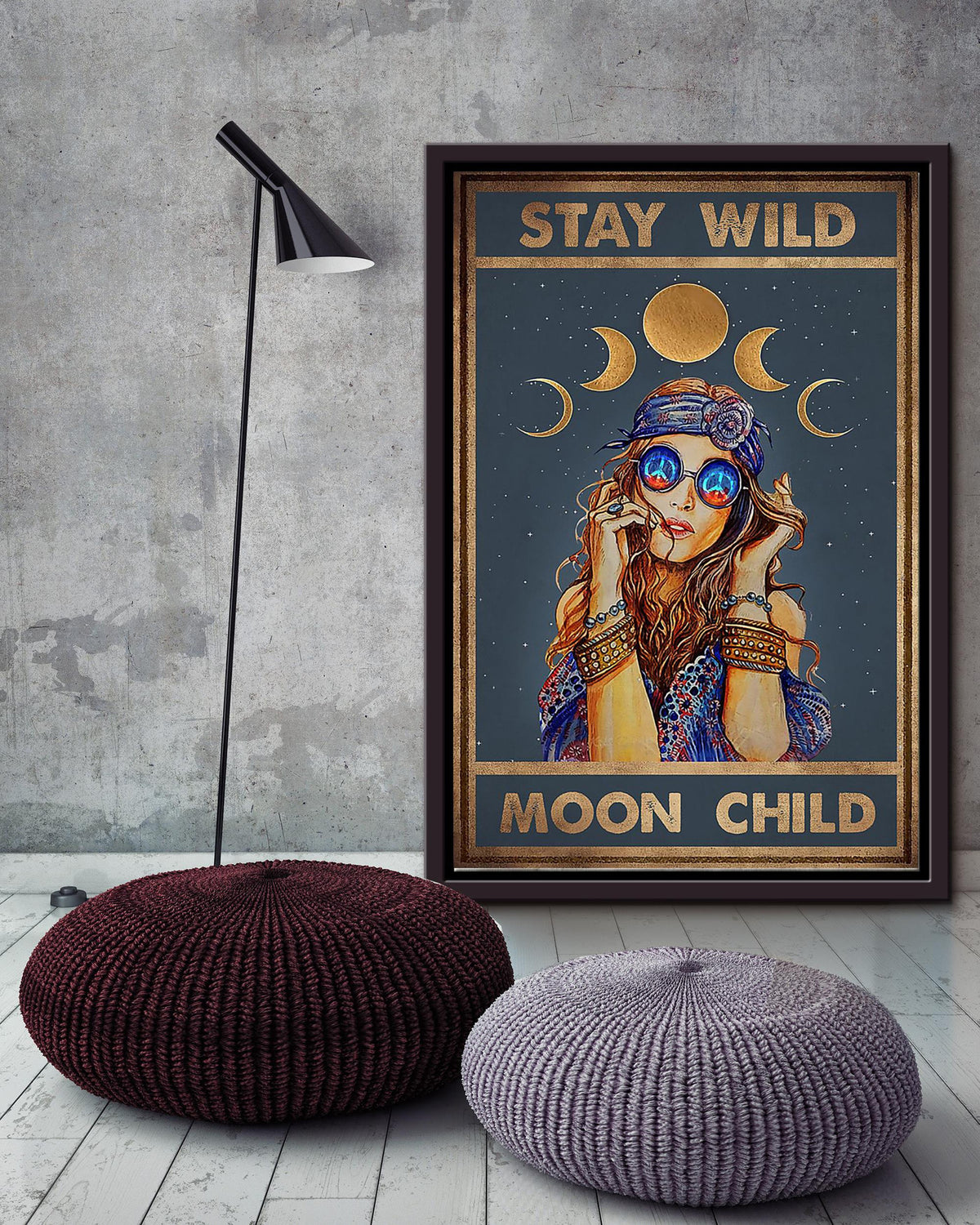 Stay Wild Moon Child Keep Calming Quote Wall Art Gift For Yoga Hippie Girl Meditation Lover 05 Framed Canvas Framed Prints, Canvas