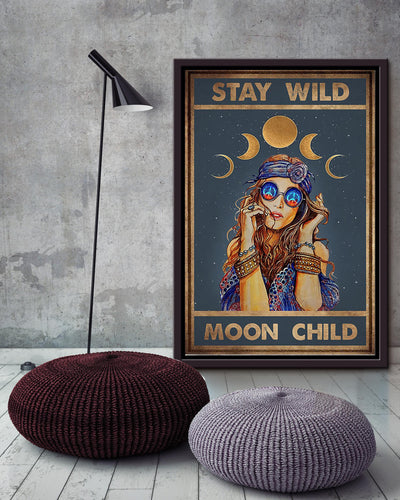 Stay Wild Moon Child Keep Calming Quote Wall Art Gift For Yoga Hippie Girl Meditation Lover 05 Framed Canvas Framed Prints, Canvas