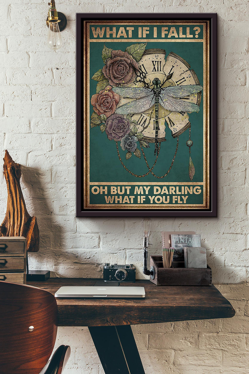 What If I Fall Poster For Home Livingroom Decor Framed Canvas