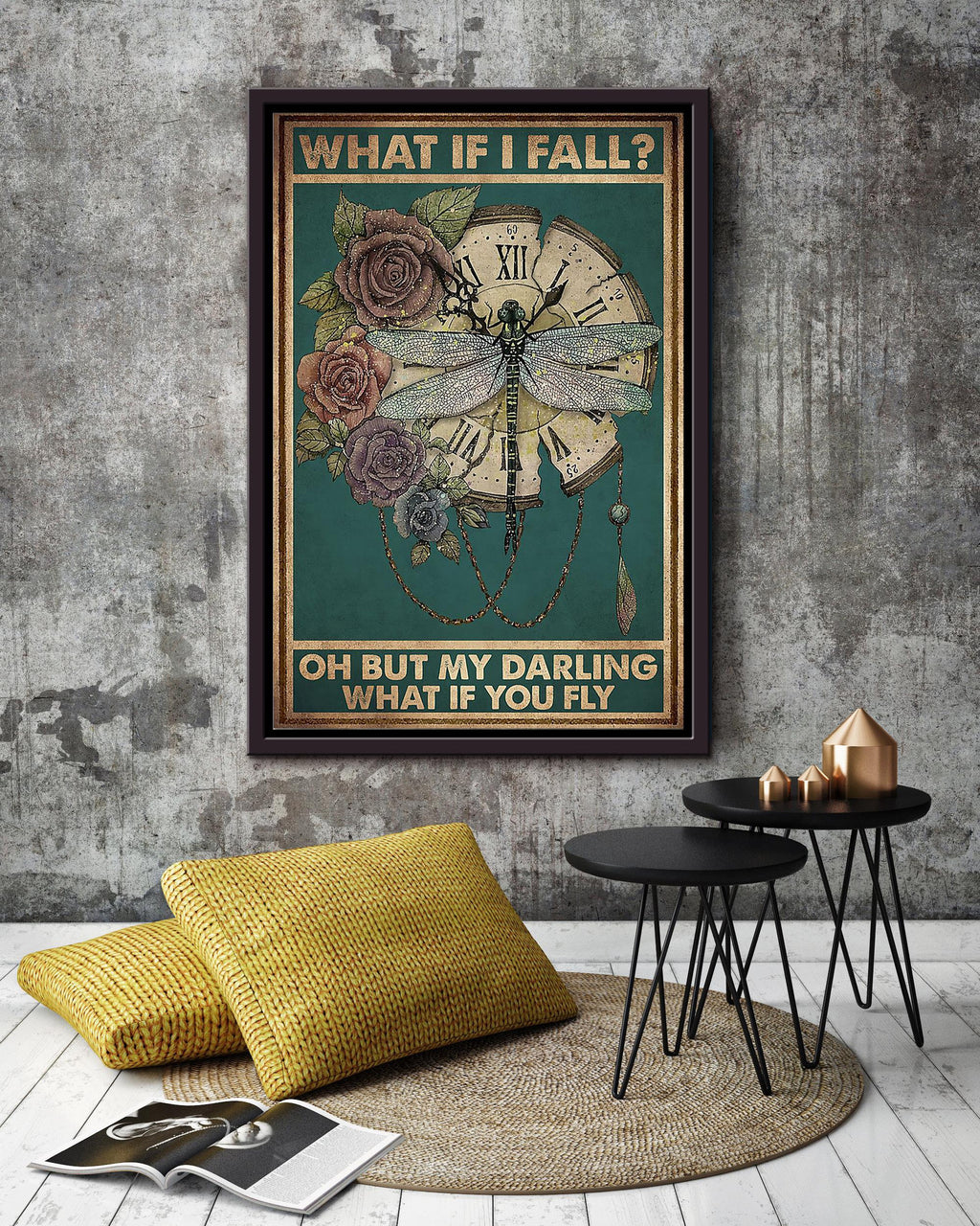 What If I Fall Poster For Home Livingroom Decor Framed Canvas