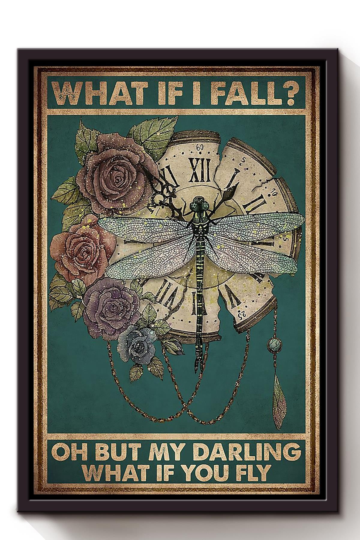 What If I Fall Poster For Home Livingroom Decor Framed Canvas