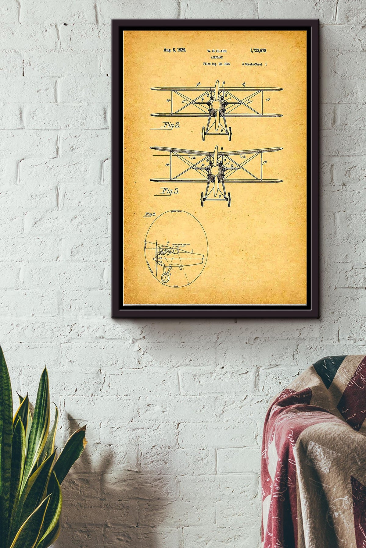 Pilot Airplane Blueprint Poster - Aviation Wall Art - Gift For Engineer Airplane Engineer Machine Enginneer Pilot Framed Matte Canvas Framed Prints, Canvas