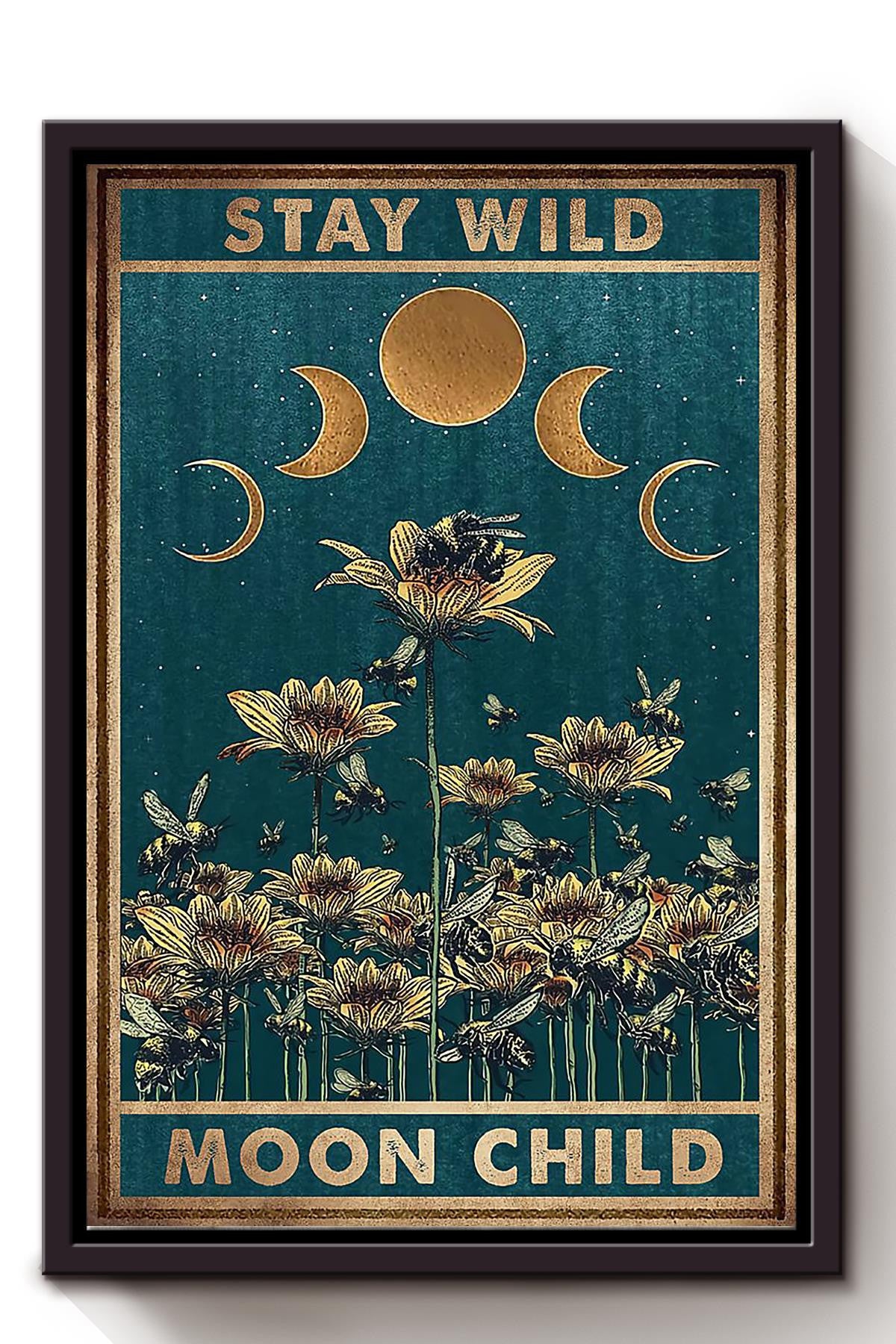 Stay Wild Moon Child Keep Calming Quote Wall Art Gift For Yoga Girl Meditation Lover 03 Framed Canvas Framed Prints, Canvas