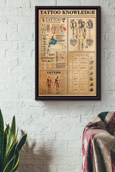 Nice Tattoo Knowledge Vintage Poster Framed Matte Canvas