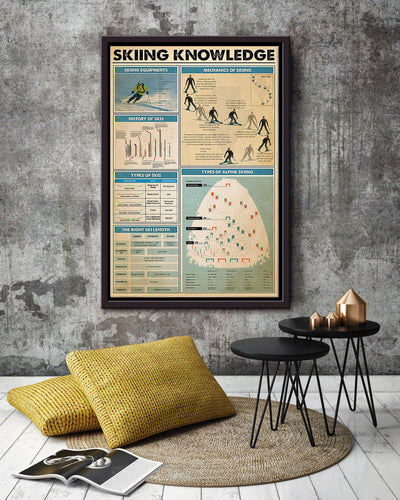 Skiing Knowledge Skiing Walll Art Gift For Skiers Framed Canvas