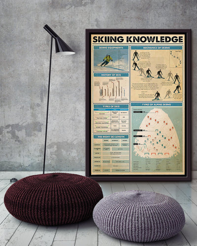 Skiing Knowledge Skiing Walll Art Gift For Skiers Framed Canvas