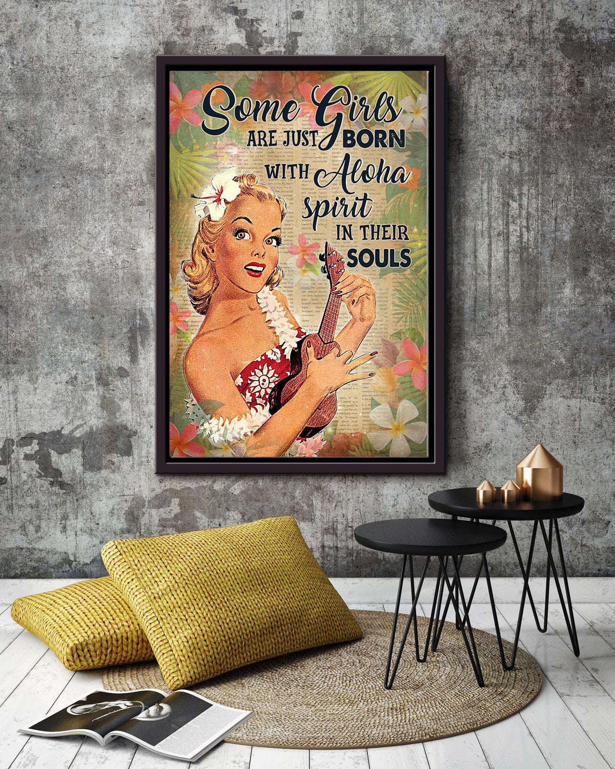 Some Girls Are Born With Aloha In Souls Inspiration Wall Art Gift For Summer Vacation Hawaii Framed Canvas Framed Prints, Canvas