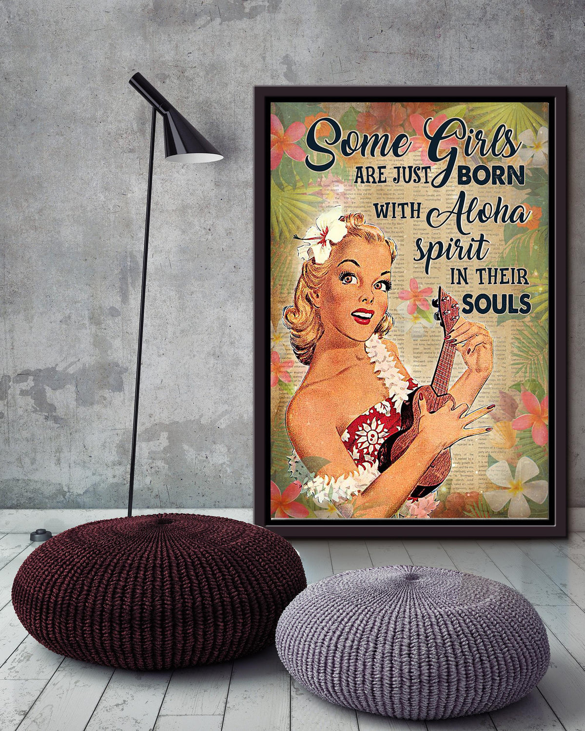 Some Girls Are Born With Aloha In Souls Inspiration Wall Art Gift For Summer Vacation Hawaii Framed Canvas Framed Prints, Canvas
