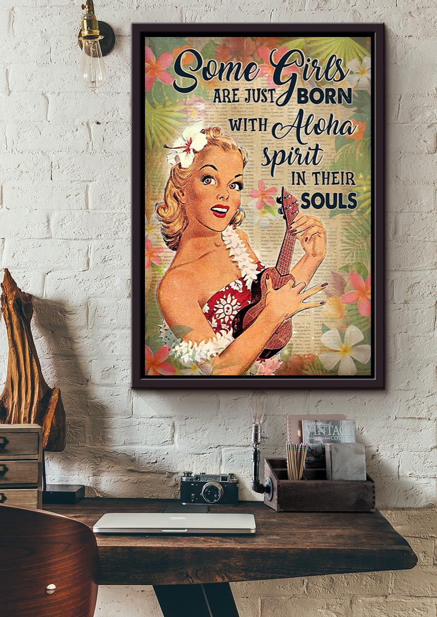 Some Girls Are Born With Aloha In Souls Inspiration Wall Art Gift For Summer Vacation Hawaii Framed Canvas Framed Prints, Canvas