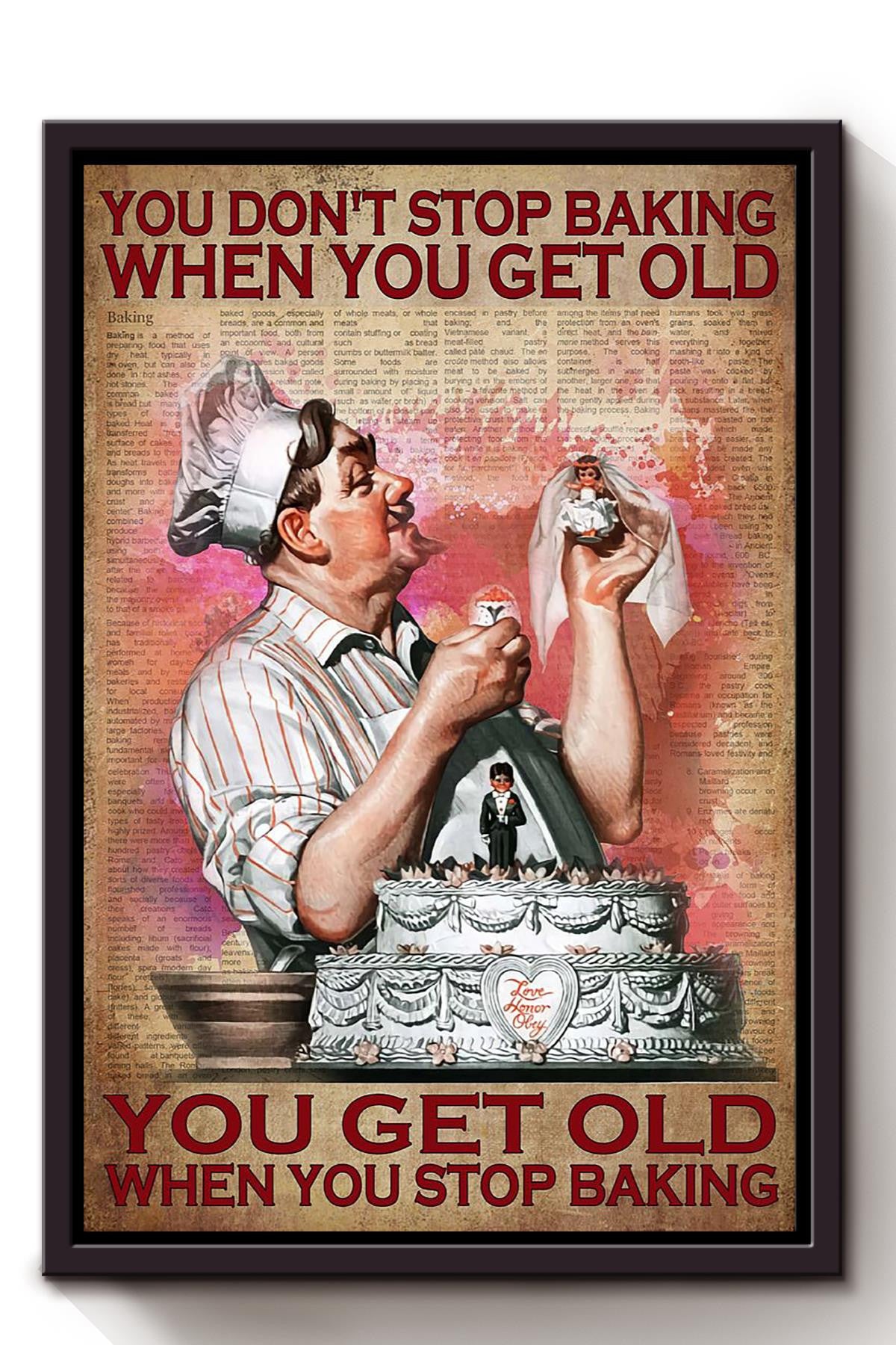 You Dont Stop Baking When You Get Old Sport Baker Wall Art Gift For Bakery Cafeteria Baker Framed Canvas Framed Prints, Canvas