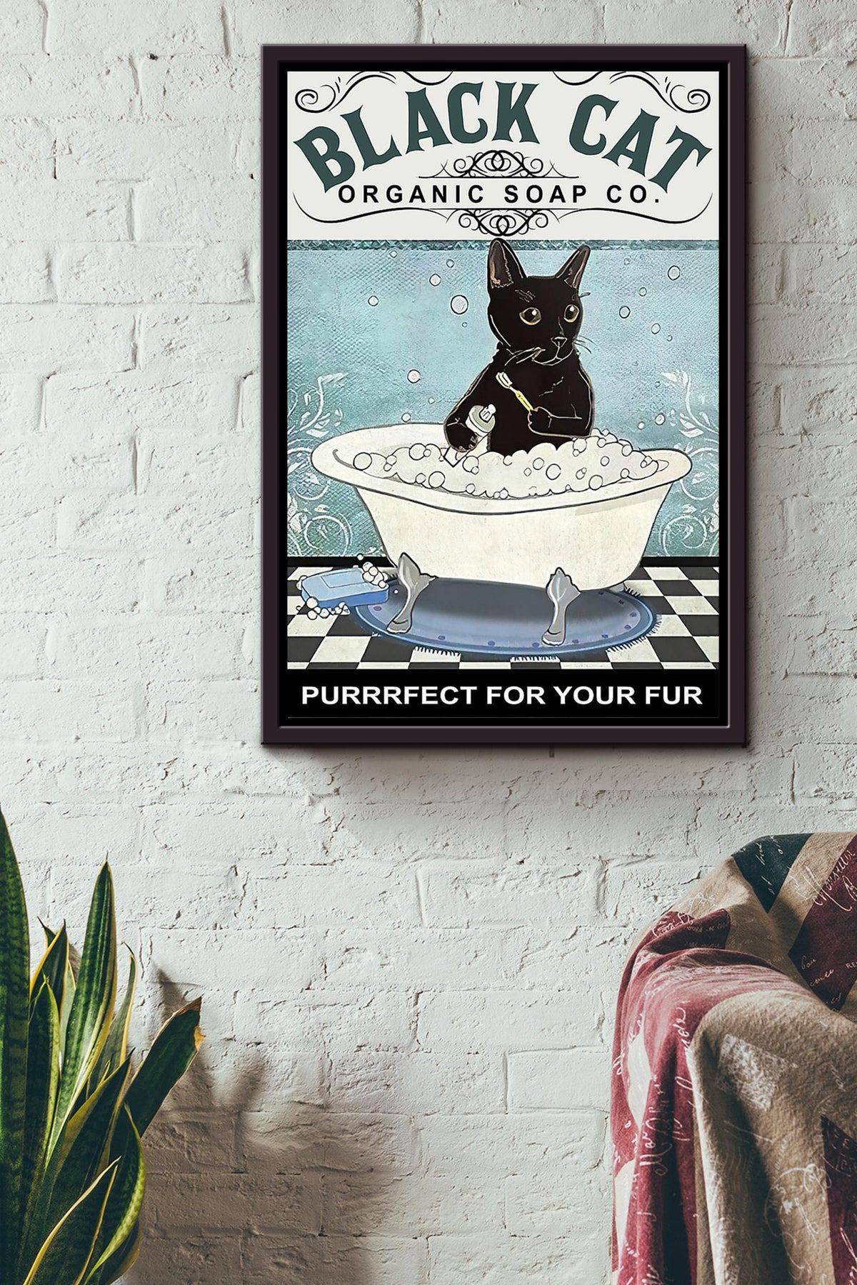 Purrrfect For Your Fur Cat Be Strong Be Brave Be Humble Be Badass Animal Wall Art Gift For Cat Lover International Cat Day Kitten Foster Framed Canvas Framed Prints, Canvas