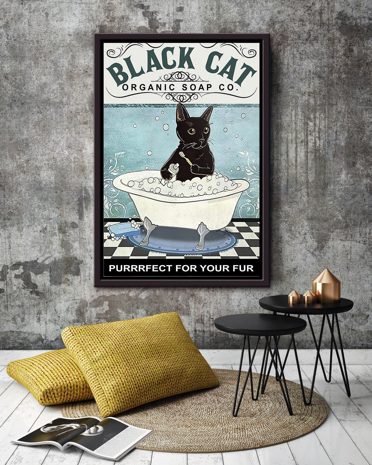 Purrrfect For Your Fur Cat Be Strong Be Brave Be Humble Be Badass Animal Wall Art Gift For Cat Lover International Cat Day Kitten Foster Framed Canvas Framed Prints, Canvas