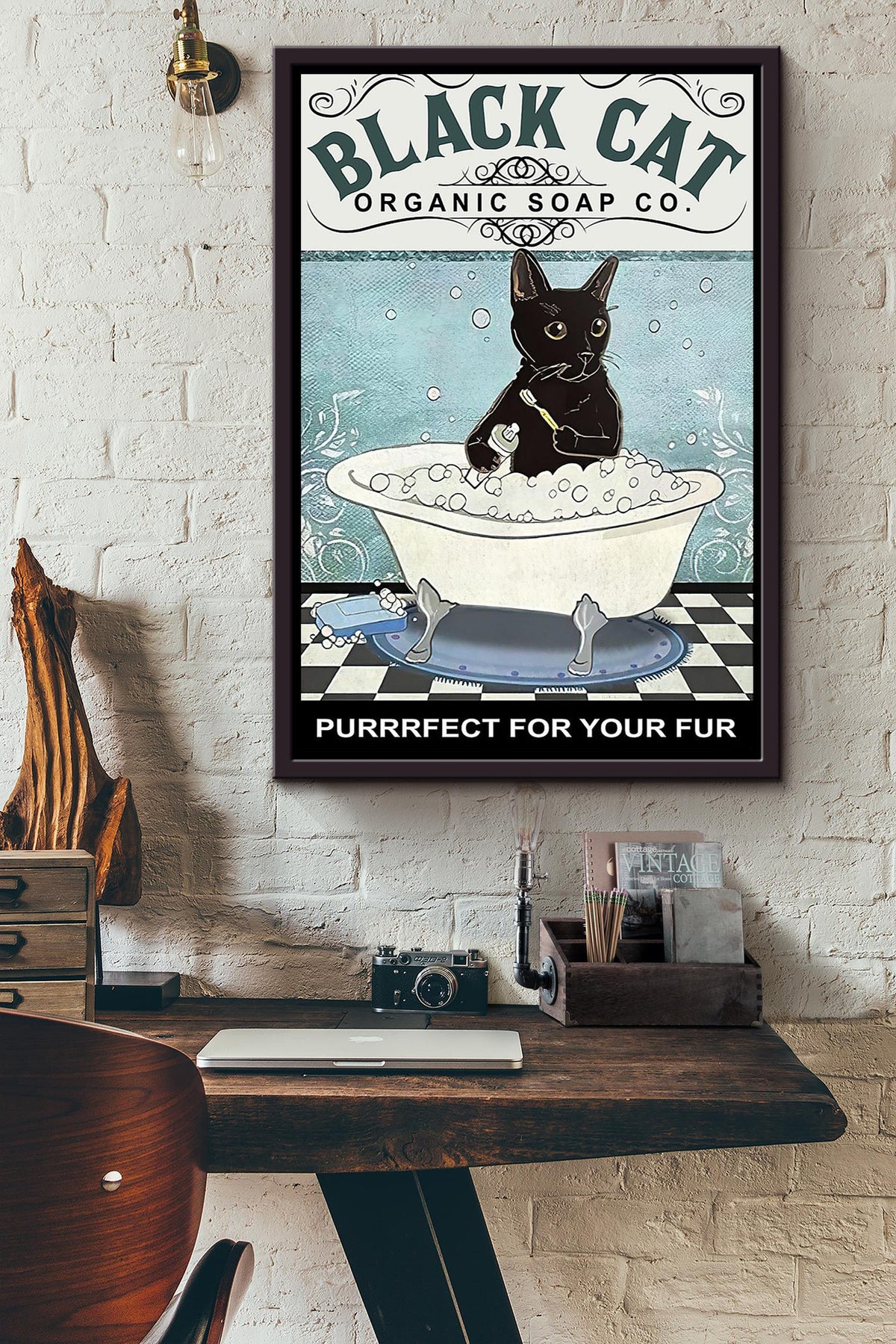 Purrrfect For Your Fur Cat Be Strong Be Brave Be Humble Be Badass Animal Wall Art Gift For Cat Lover International Cat Day Kitten Foster Framed Canvas Framed Prints, Canvas