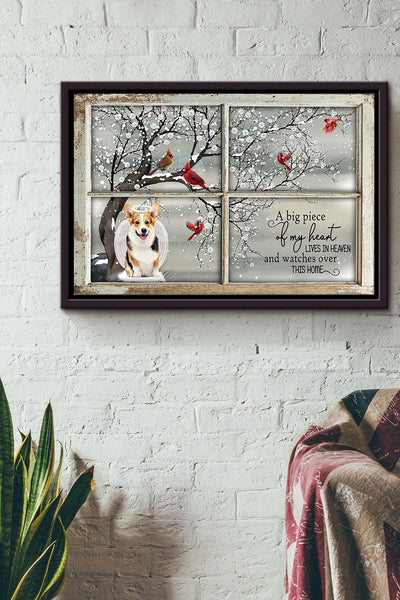 Winter Window A Big Piece Of My Heart Lives In Heaven And Watch Over This Home Coggie Poster n Framed Matte Canvas
