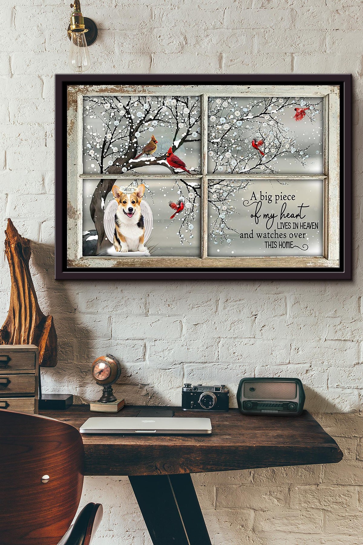 Winter Window A Big Piece Of My Heart Lives In Heaven And Watch Over This Home Coggie Poster n Framed Matte Canvas