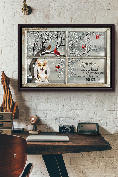 Winter Window A Big Piece Of My Heart Lives In Heaven And Watch Over This Home Coggie Poster n Framed Matte Canvas