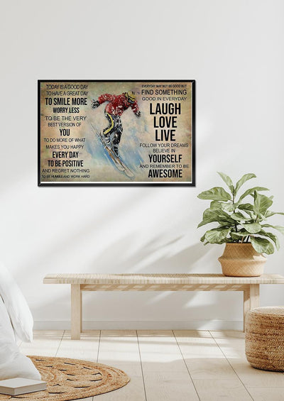 Skiing Today Is A Good Day Skiing Wall Art Gift For Explorers Skiers Framed Prints, Canvas