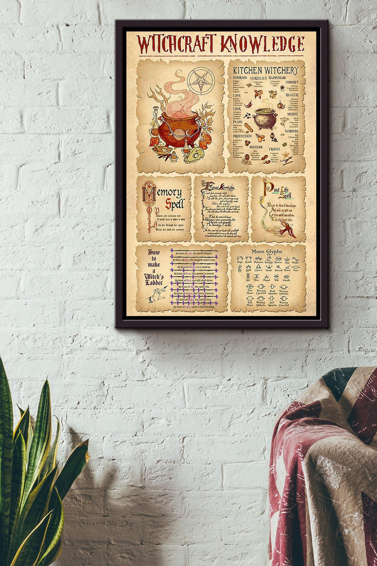 Witch Witchcraft Knowledge Halloween Wall Decor Gift For Pumpkin Carving Ideas Halloween Decorations Framed Canvas