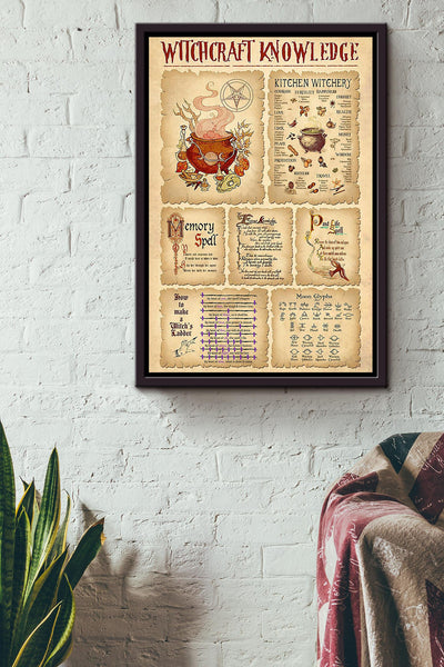 Witch Witchcraft Knowledge Halloween Wall Decor Gift For Pumpkin Carving Ideas Halloween Decorations Framed Canvas