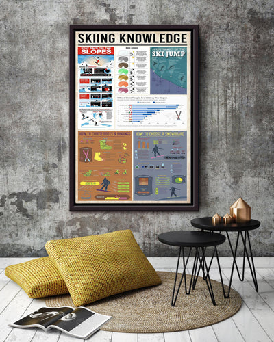 Skiing Knowledge Skiing Wall Decor Gift For Explorer Framed Canvas