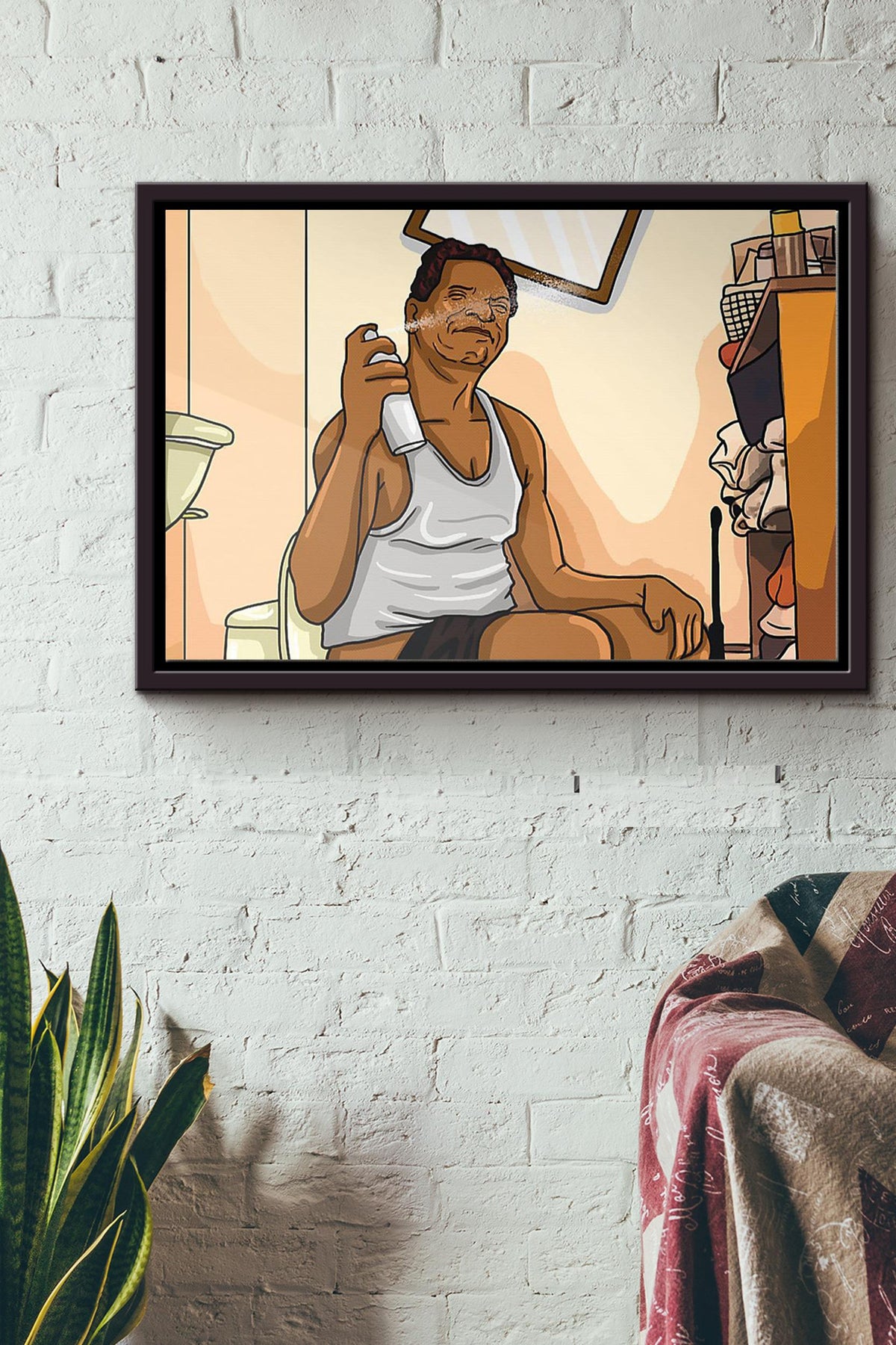 Mr Jones Bathroom Scene Friday Poster n Framed Matte Canvas
