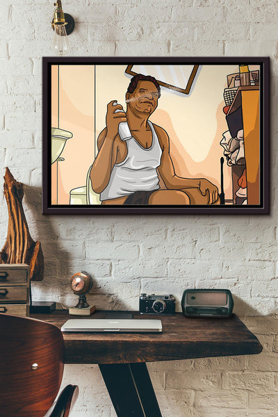 Mr Jones Bathroom Scene Friday Poster n Framed Matte Canvas