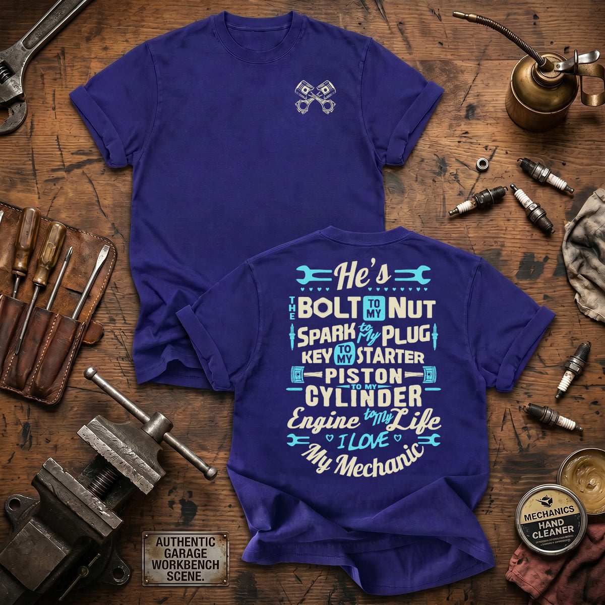 He's The Bolt To My Nut Printed T Shirt Mechanic Couple Gift Wife Husband Auto Mechanic Shirt Car Lover Anniversary Gift Tee