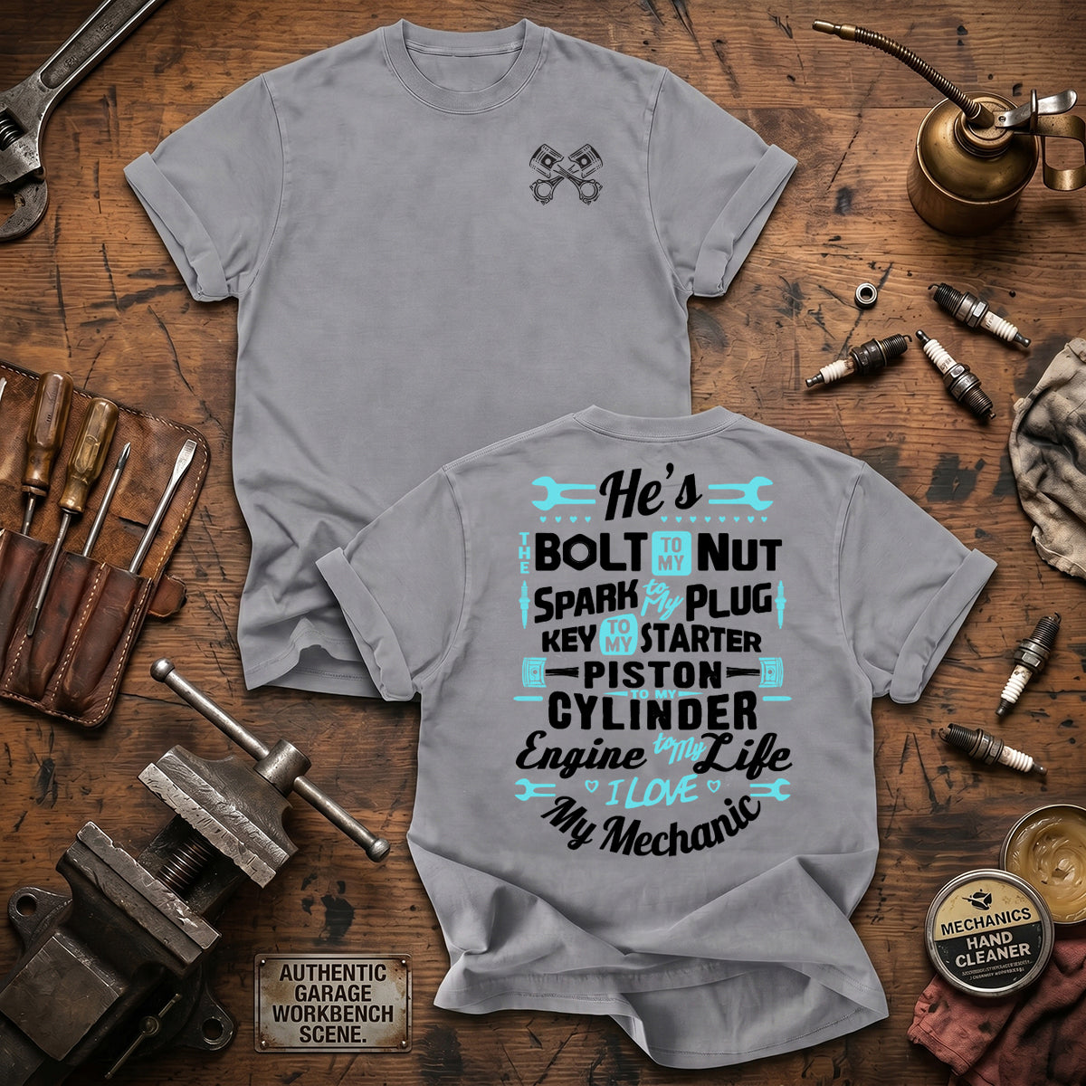 He's The Bolt To My Nut Printed T Shirt Mechanic Couple Gift Wife Husband Auto Mechanic Shirt Car Lover Anniversary Gift Tee