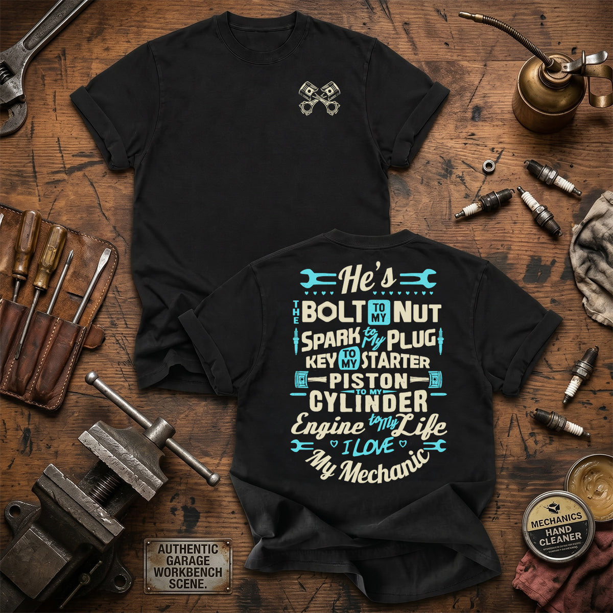 He's The Bolt To My Nut Printed T Shirt Mechanic Couple Gift Wife Husband Auto Mechanic Shirt Car Lover Anniversary Gift Tee
