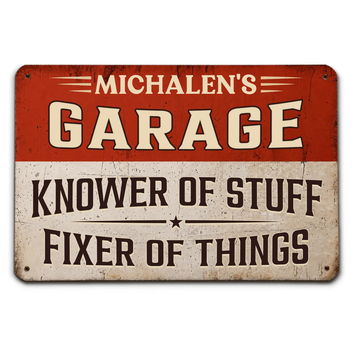 Personalized Garage Knower Of Stuff Fixer Of Things Personalized Metal Sign Custom Garage Sign Mechanic Gift for Dad Wall Decor