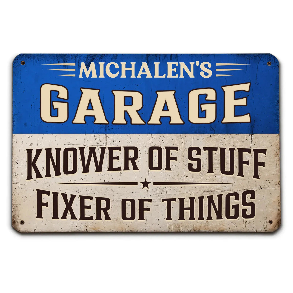 Personalized Garage Knower Of Stuff Fixer Of Things Personalized Metal Sign Custom Garage Sign Mechanic Gift for Dad Wall Decor