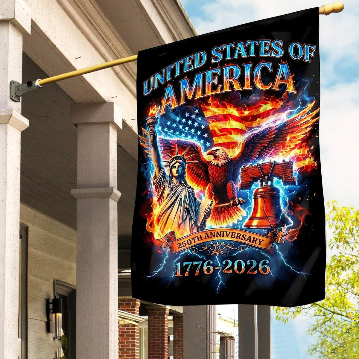 United States of America 250th Anniversary Flag 1776â€“2026 Patriotic Eagle Liberty Bell Garden Flag Home Decor
