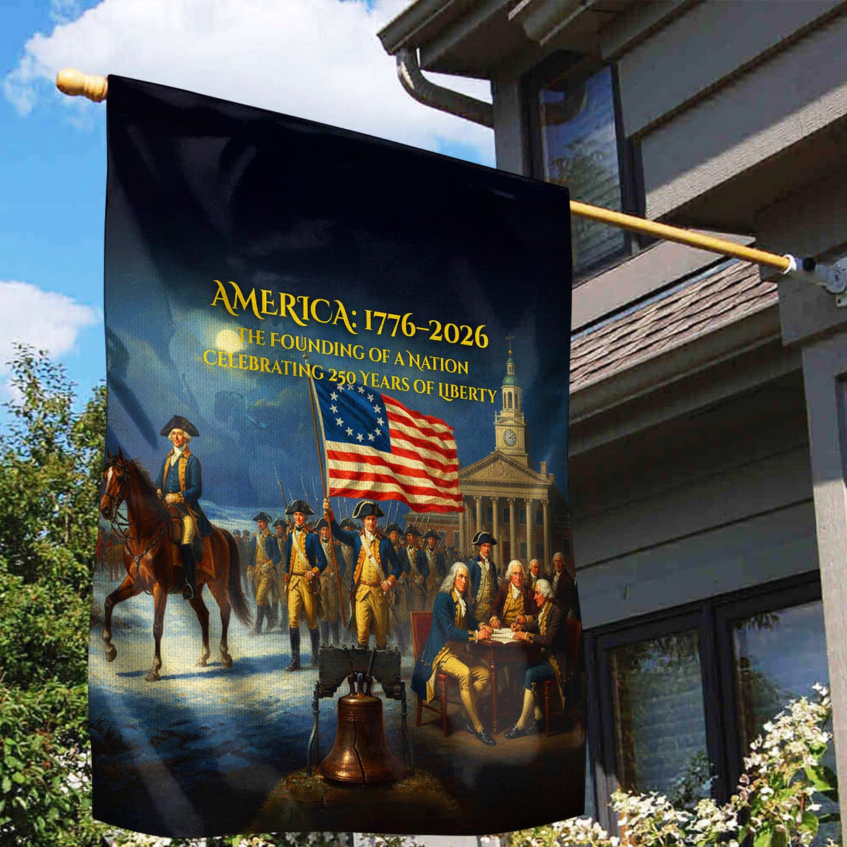 America 1776â€“2026 Garden Flag 250th Anniversary Founding Of A Nation Patriotic USA Flag Home Decor