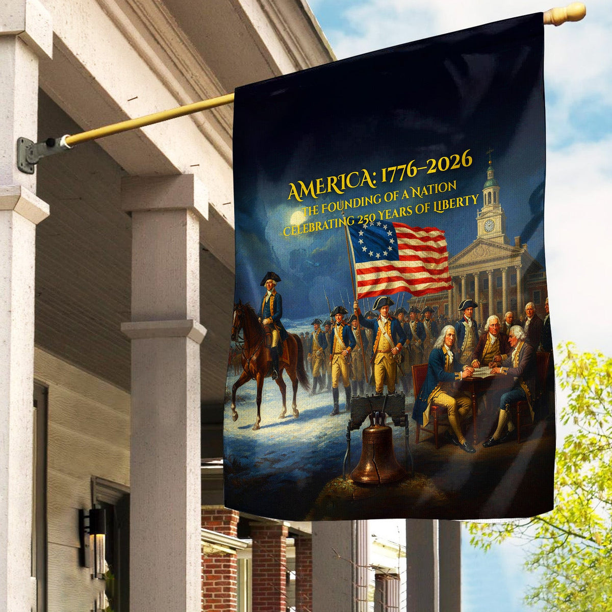 America 1776â€“2026 Garden Flag 250th Anniversary Founding Of A Nation Patriotic USA Flag Home Decor