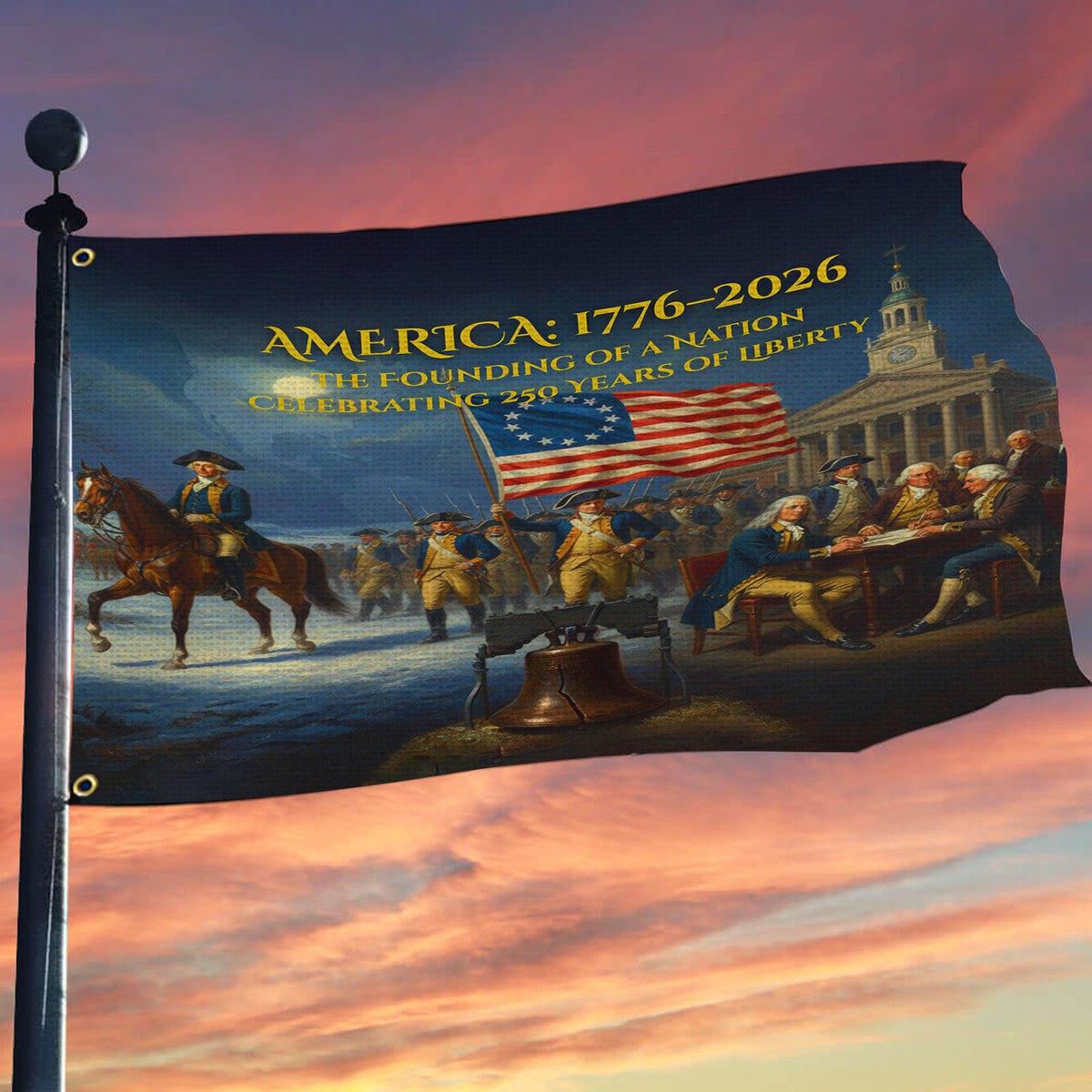 America 1776â€“2026 Garden Flag 250th Anniversary Founding Of A Nation Patriotic USA Flag Home Decor