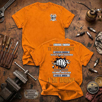 Curious Enough To Take It Apart Skilled Enough To Put It Back Together Printed T Shirt Mechanic Gift for Dad Auto Repair Father's Day