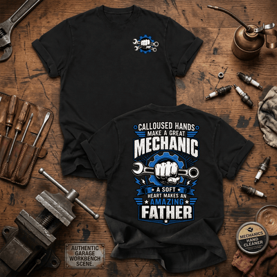 Calloused Hands Make A Great Mechanic Printed T Shirt Mechanic Dad Shirt Auto Technician Father Gift Father's Day Shirt