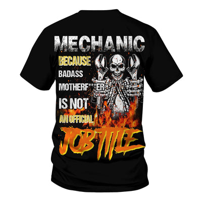 Mechanic Because Badass Is Not an Official Job Title Hoodie, Funny Mechanic Skull T-Shirt, Gift for Mechanic Dad Husband