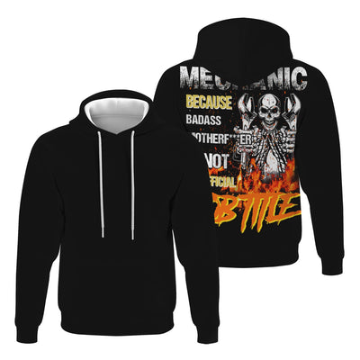 Mechanic Because Badass Is Not an Official Job Title Hoodie, Funny Mechanic Skull T-Shirt, Gift for Mechanic Dad Husband