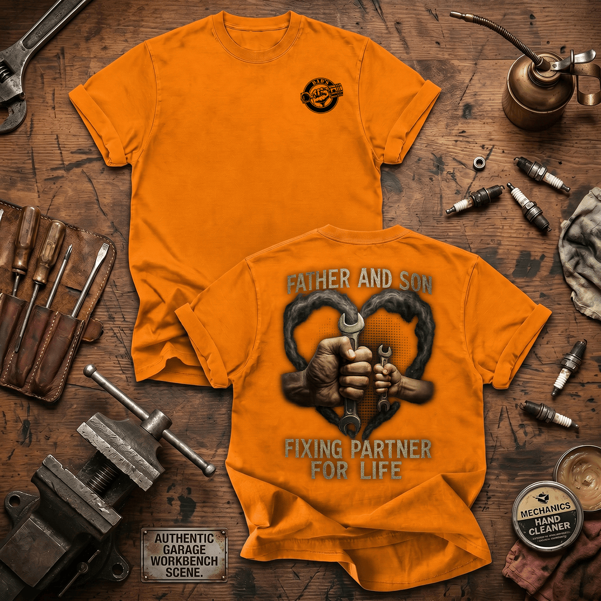 Father And Son Fixing Partner For Life Printed T Shirt Mechanic Gift for Dad Son Father's Day Matching Tee