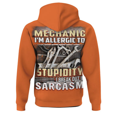 Funny Mechanic T Shirt, I Am a Mechanic Im Allergic to Stupidity Sarcasm Quote Shirt, Hoodie Gift for Dad Husband