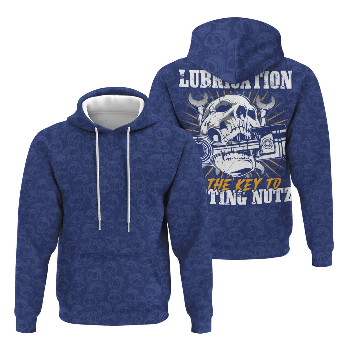 Funny Mechanic Hoodie Lubrication Is The Key To Busting Nutz Skull Wrench Mechanic Humor Gift for Dad