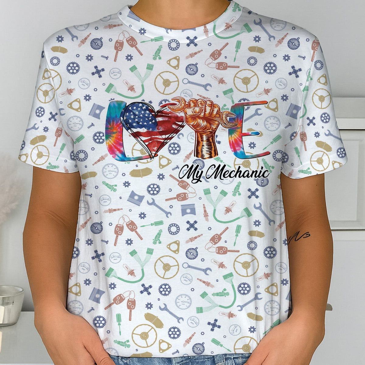 Love My Mechanic Hoodie Funny Mechanic Gift for Wife Girlfriend Proud of Her Mechanic Husband Auto Repair Lover T Shirt