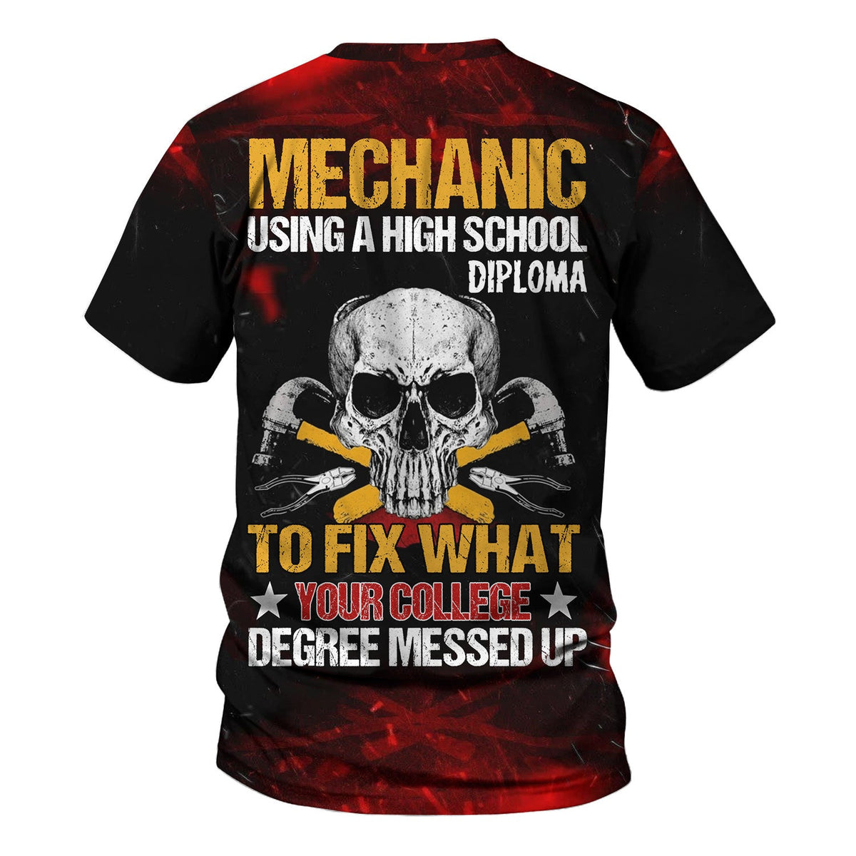 Mechanic Hoodie Funny Blue Collar T-Shirt High School Diploma Auto Repair Skull Garage Worker Gift For Men Dad Husband